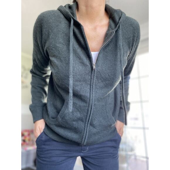 AQUA CASHMERE Zip-up hoodie 100% Cashmere exclusive Bloomingdale’s Collection M